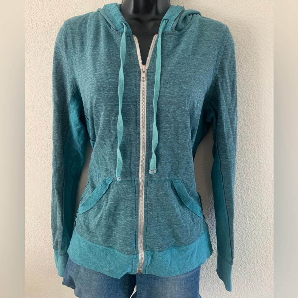 Abbot Main Venice Beach Green Full Zip Hoodie Sweatshirt Womens Size Small Light